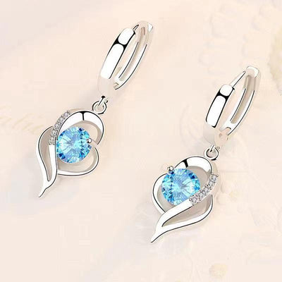 Eclipse Heart Drop Earrings | White Gold