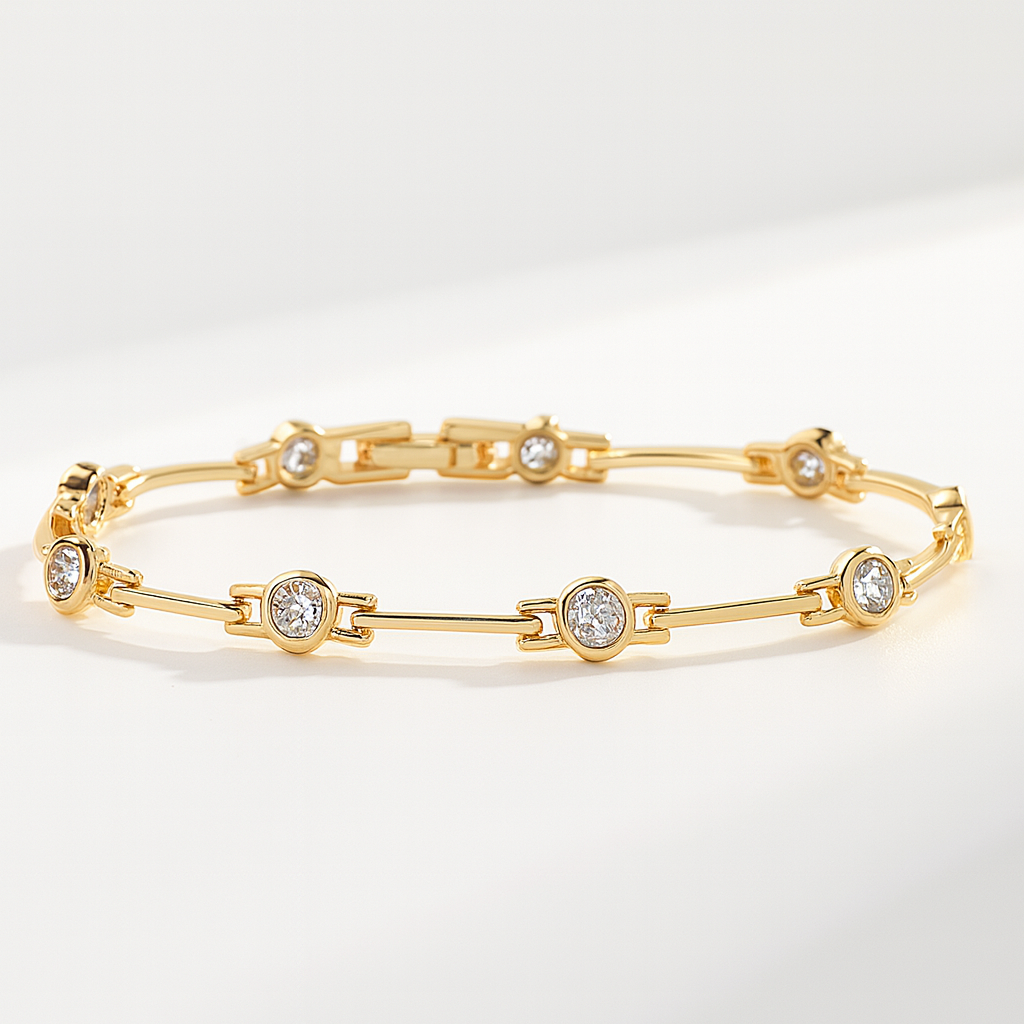 Elegant bracelet with zirconias in gold