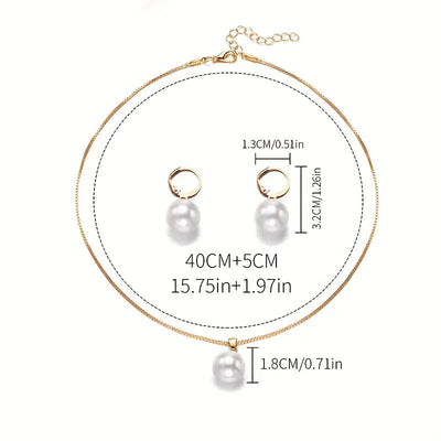 Golden Grace Pearl Jewelry Set | Gold