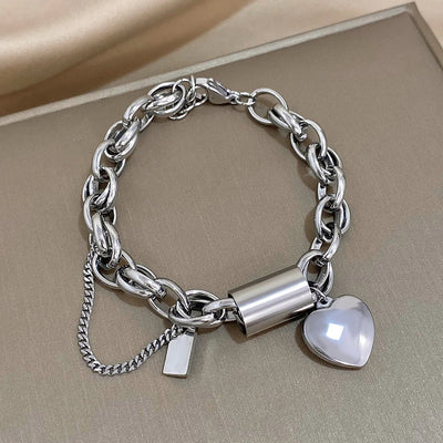 Heartened Chunky Bracelet | White Gold