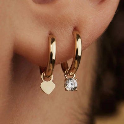 Larmes de Lune Stone Hoop Earrings | Gold