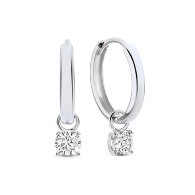 Larmes de Lune Stone Hoop Earrings | White Gold