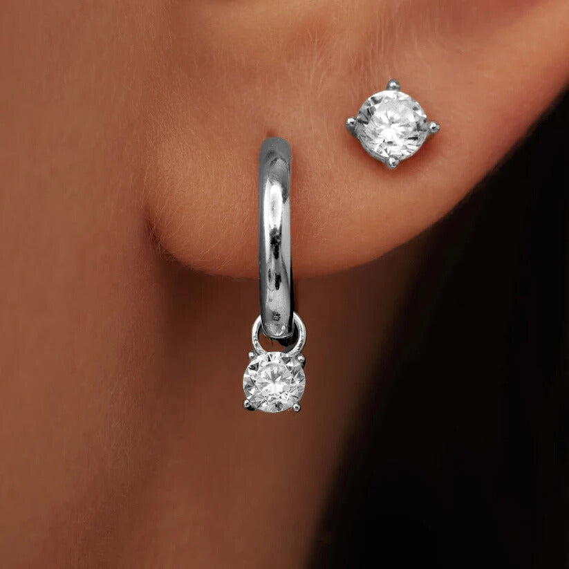 Larmes de Lune Stone Stud Earrings | White Gold