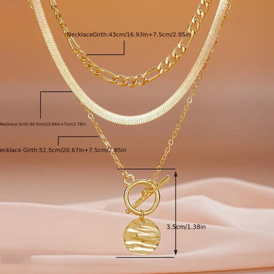 Savira Textured Coin Layered Necklace | Gold