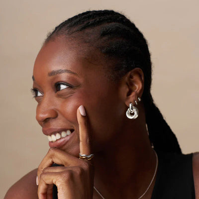 Statement Interlocking Earrings | White Gold