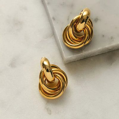 Statement Interlocking Earrings | White Gold