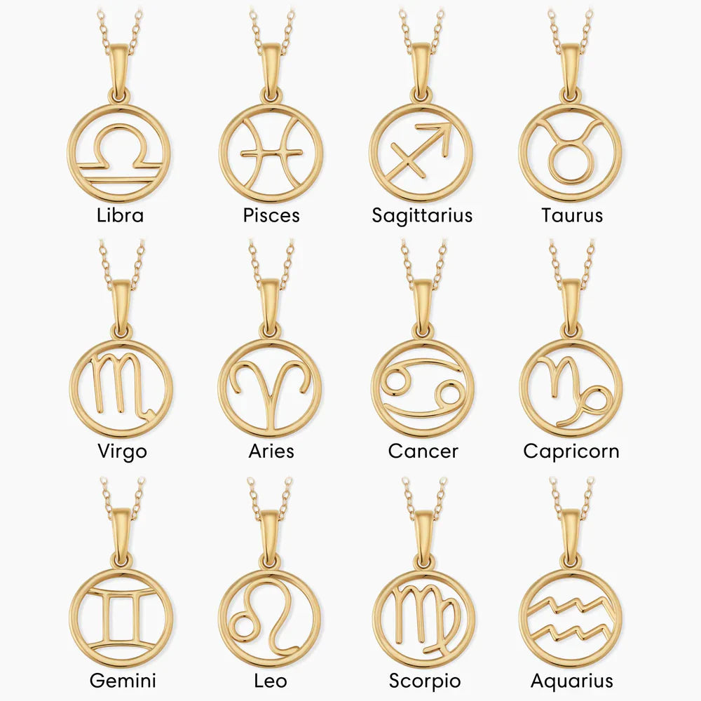Zodiac sign necklace | White Gold
