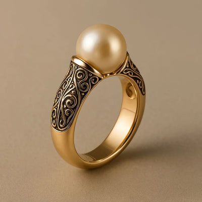 Vintage Pearl Golden Ring